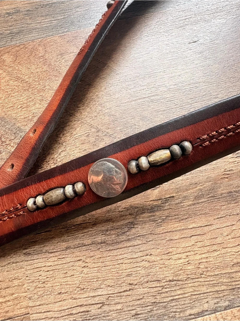Brighton Leather Vintage Belt Women’s Small/Medium Native American Buffalo Bead